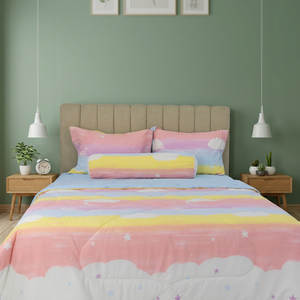 Western 3-Piece Queen Size Bed Set Microfiber <b>Fluffy</b> Ruffle Anti-Bacteria Quilted Customizable Four Seasons Floral Cartoon - Product Image 2