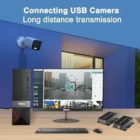 Extensor de Cable Ethernet CAT6 USB 2.0 de 50m con Hub USB de 4 Puertos y Montaje RJ45 para Cámaras Web, Impresoras, Memorias USB, Teclados y Ratones