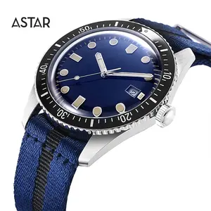 Oem圆顶蓝宝石圆顶20atm尼龙表带904l不锈钢潜水员机械自动复古手表出售
