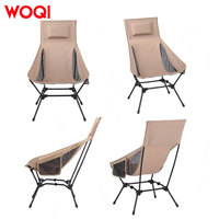 Chaise pliante de camping WOQI, mobilier d'extérieur portable, chaise de pique-nique inclinable à dossier haut, chaise de voyage Moon