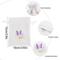Sac en toile de lin brodé, pochette de rangement à cordon lavande, boîte cadeau pour bijoux, emballage en coton et toile de jute, personnalisable, en stock