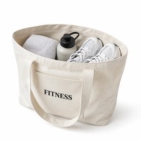 Bolsa de Lona Personalizada, Resistente, con Costuras Reforzadas, de 16 oz, para Yoga, Fitness, Deportes, Compras, con Bolsillo Exterior