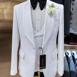 T3006 lujo boda <span class=keywords><strong>Terno</strong></span> hombres trajes novio blanco traje chaqueta pantalones <span class=keywords><strong>chaleco</strong></span> tres piezas Slim Fit traje Masculino Blazer - Product Image 1