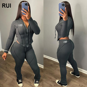 RUIQUWIN Fashion New Casual Sweatshirt Tracksuit Zipper Top High Elastic <b>Pants</b> <b>Sexy</b> Tracksuit for Women - Product Image 1