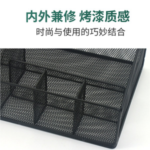 Office Organizer Storage Basket Black Rectangle Desktop Stationery Holder Multi Purpose Foldable No Drill Standing Type - Product Image 3