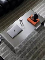 Table basse moderne convertible et portable en acier inoxydable, finition brossée double face, épaisseur solide de 4,55 mm, mobilier de salon