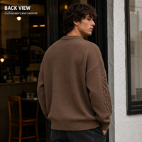 Pull en tricot à col rond pour homme personnalisé, pull à motif en relief 3D surdimensionné, étiquette privée OEM pour tenues décontractées de rue