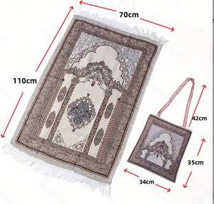 Cotton yarn woven washable foldable travel Islamic <b>prayer</b> <b>mat</b> and blanket - Product Image 6
