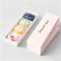 Boîte à gâteau en papier Mochi rose personnalisée en gros, boîte d'emballage pour dessert aux truffes, petite boîte à gâteau avec séparateur