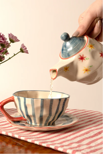 Service <span class=keywords><strong>à</strong></span> thé en céramique <span class=keywords><strong>à</strong></span> motif de fleurs un ensemble de théière et tasse <span class=keywords><strong>à</strong></span> thé personnalisé classique Camping bureau école tasse - Product Image 3