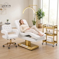 Lit de massage électrique de luxe en promotion, 3 moteurs, lit de soin facial en arc, cuir blanc, table de massage réglable pour salon de beauté et spa