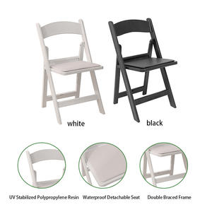 Chaise luxueuse blanche, siège pliant et rembourré en résine, style américain - Product Image 5