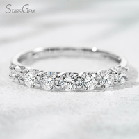 Cincin Setengah Eternity Stack Berlian CVD 1 Karat untuk Wanita, Emas 10K