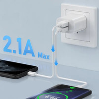 Chargeur mural double USB certifié CE 10,5 W 5 V 2,1 A (prise AU) avec deux ports pour une charge simultanée de tous les appareils mobiles numériques