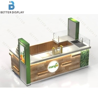 Conception de kiosque de jus de café de centre commercial de luxe Comptoir de présentation des aliments Conception de comptoir de bar durable Kiosque de vente au détail personnalisé à vendre