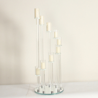 Candélabre en cristal personnalisé DEXI à 10 bras, porte-bougie en tube de verre long, modèle Dz850 Zhejiang, pour décorations de table de mariage