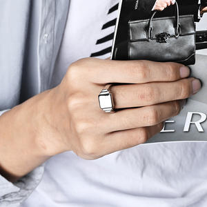 Minimalist Geometric Square Titanium Steel <b>Ring</b> Unisex Gold Black Silver Jewelry Gift - Product Image 2