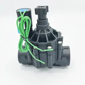 DN32プラスチック灌漑手動制御付き磁気ソレノイドバルブ12v24vノーマルクローズタイプバルブプラスチック灌漑バルブ