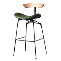 Chaise de bar de luxe rétro nordique avec dossier, mobilier de bar pour la maison, tabouret de bar simple style TGV, tabouret pour salon de thé