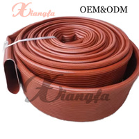 Tuyau d'incendie plat Xiang Fa haute pression 0,8-2,5 MPa double face en caoutchouc EPDM, 25 m, rouge, 2,5 pouces, tressé en polyester, flexible, CE