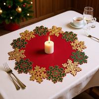 Napperons de table brodés Ychon Creative American Christmas, résistants à la chaleur, découpés en forme de fleurs, pour mariages et décorations de fête