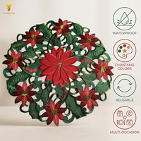 Napperons de table brodés Ychon Creative American Christmas, résistants à la chaleur, découpés en forme de fleurs, pour mariages et décorations de fête