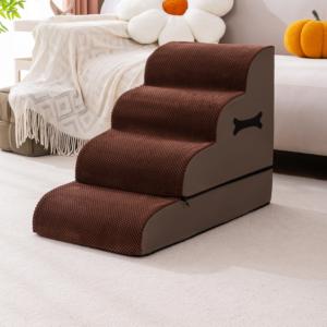 Escalier et rampe pour animaux de compagnie modernes de 72x52x40 cm pour salon, salle à manger, cuisine - Meubles d'intérieur portables pour animaux de compagnie âgés - Product Image 1