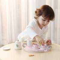 EDULAND OEM/ODM Juguetes de Cocina de Madera Montessori y Juguetes de Comida para Casa de Juegos, Regalos para Niñas - Juguetes de Postres para Niños, Juego de Té y Soporte para Pasteles