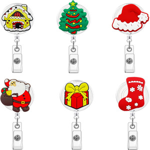 Christmas gift with soft rubber retractable pull <b>buckle</b>, Christmas tree felt, elderly gift, stocking, cartoon badge <b>clip</b> - Product Image 1