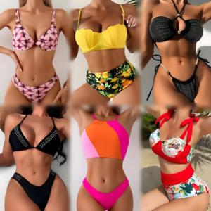 Wholesale High-quality <b>Vintage</b> Printed Swimsuits Two-piece <b>Bikini</b> Sets Women's Beachwear Clearance Random Shipment - Product Image 4