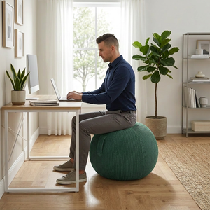 <span class=keywords><strong>Chaise</strong></span>-ballon <span class=keywords><strong>de</strong></span> <span class=keywords><strong>yoga</strong></span> pour le soutien postural au bureau avec housse en velours côtelé amovible, tabouret-ballon d'exercice en PVC <span class=keywords><strong>de</strong></span> 65 cm – Ensemble - Product Image 6