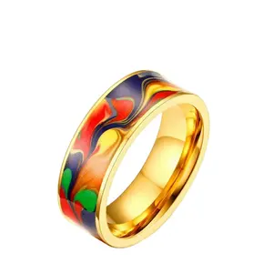SY anelli in metallo in acciaio inossidabile personalizzati con fibbia in seta placcata oro 18 carati smaltati di alta qualità