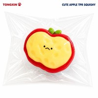 TONGXIN Kawaii Pomme TPR Squishy Mignonne à Rebond Lent Jouet Anti-Stress Forme Fruitée Sensoriel Nouveauté Cadeau de Bureau