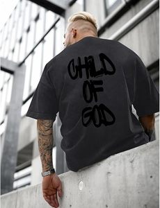 Oversized Acid Wash Graphic Religious Tees 'Child of God' Jesus Faith Shirt for Men Child 100% Cotton Christian Shirts <strong>Tops</strong> - Product Image 5