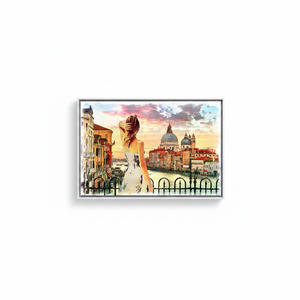 Venice Italy <b>Canvas</b> Print: Abstract Woman, Tempered Glass Wall Art,WHITE <b>FRAMED</b> <b>CANVAS</b> - Product Image 2