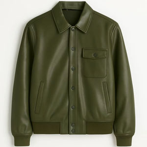 Blouson aviateur en cuir pour homme de qualité supérieure 2025 avec poignets côtelés - Product Image 1