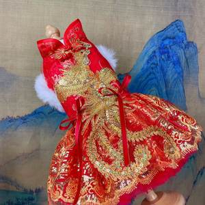 ลายมังกรนำโชค ชุดกี่เพ้าคู่รักสำหรับตรุษจีน ดีไซน์ลายหมีโฟมแบบดั้งเดิม แมวและสุนัข - Product Image 3