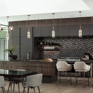 2023 HangZhou Vermont Australia designer lacca nera impiallacciatura di legno melamina mobili da cucina mobili moderni pronti per la cucina