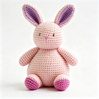 Adorable lapin en peluche fait main au crochet, figurine animale en tricot doux personnalisée, jouet en peluche sur mesure en gros