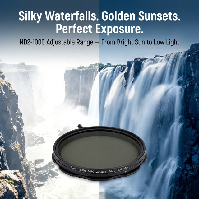 OEM Camera Lens Filter Nano-coating ND 2in1 Optical Glass Aluminum Frame Waterproof No X-effect Variable ND2-1000 49-95mm