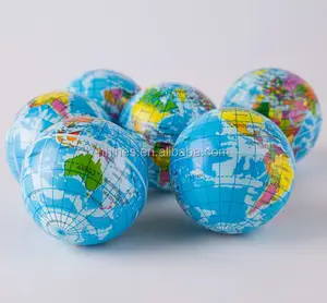 卸売7.6cmスローライジングプロモーションストレスボール地球世界地図PUストレスボール