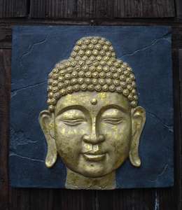 Panneau de tête de <span class=keywords><strong>bouddha</strong></span> en or Fiberclay, artisanat et cadeaux de plaque murale de tête de <span class=keywords><strong>bouddha</strong></span> - Product Image 1