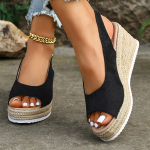 Sandales compensées, espadrilles compensées à bride de cheville réglable pour l'été - Product Image 4