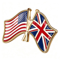 Broche en métal personnalisée en usine, motif double drapeau croisé, idéale pour collectionner ou offrir