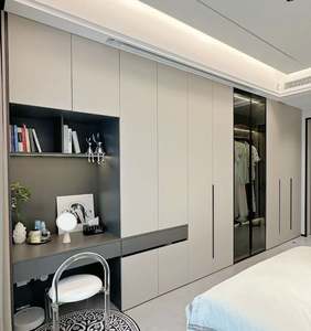 Armario de Dormitorio de Estilo Minimalista con Puertas Corredizas, Diseño Simple, Material MDF para Guardar Ropa, Mueble para Sala de Estar - Product Image 3