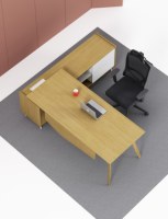 Poste de travail I Cloud A, bureau d'appoint, plateau en MFC de qualité E0, pieds métalliques triangulaires, couvercle rabattable à fermeture douce, chemin de câbles