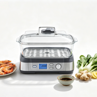 Cuiseur vapeur électrique en verre numérique sans BPA de 5 L avec écran LCD, 5 modes de cuisson prédéfinis, minuterie de 60 minutes, compatible lave-vaisselle, pot en verre