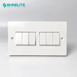 Shinelite Fabriek Prijs 3X6 Plaat 6 Gang Muur Light Bakeliet Schakelaar Met Koper Materiaal Zilver Contact