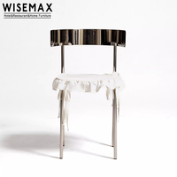 WISEMAX FURNITURE Nouvelle conception Chaise de salle à manger en acier inoxydable miroir Meubles de maison Chaise de salle à manger grise unique pour café boutique appartement