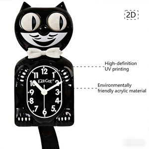 Horloge murale pendule 2D à design inversé <span class=keywords><strong>Kate</strong></span> Cat - Fonctionnant sur piles, idéale pour les salons et les chambres d'enfants. - Product Image 5
